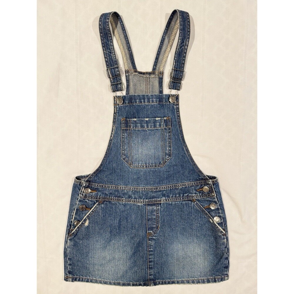 Hollister Vintage Y2K Jean Mini Skirt Overalls Women Sz 1 90s RARE Mean Girl EUC